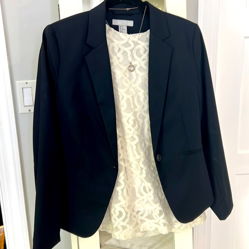H&M fitted suit jacket in Navy